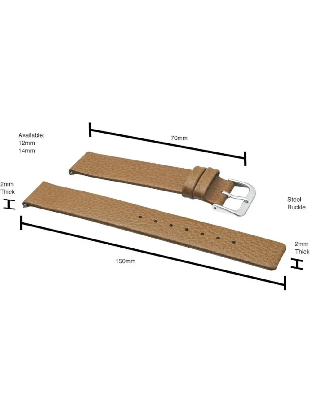 Genuine Leather Watch Band | Flat-Stitched Full Grain Strap for Men | Smooth